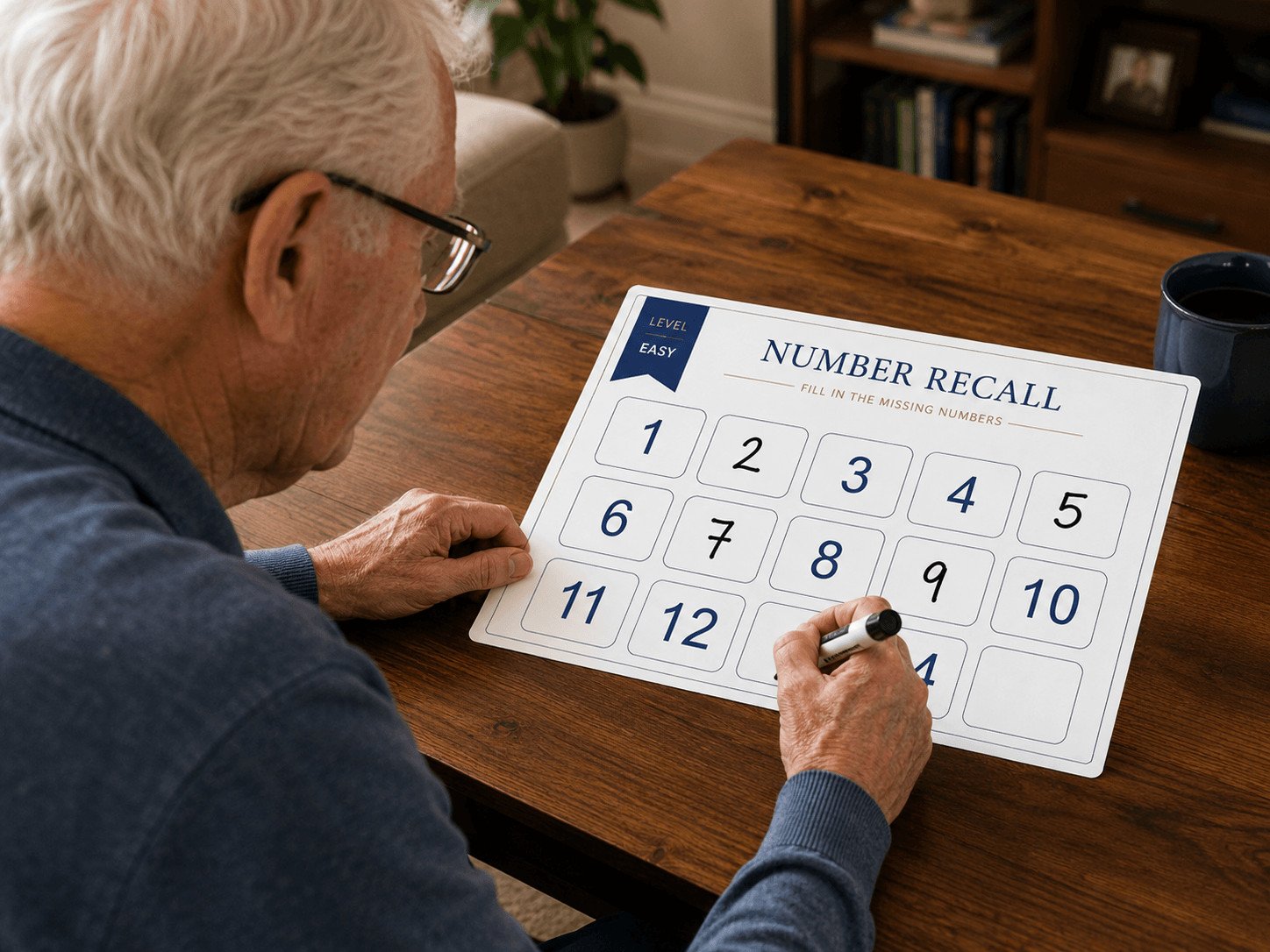 Dementia Support Fill In the Number Activity with Man